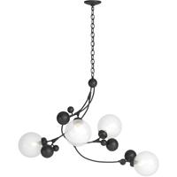 Hubbardton Forge 136420-1013 Sprig 4 Light 21 inch Black Pendant Ceiling Light in Opaline thumb