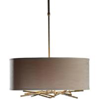 Hubbardton Forge 137665-1215 Brindille 3 Light 22 inch Sterling Pendant Ceiling Light in Short, Natural Anna, Drum Shade alternative photo thumbnail