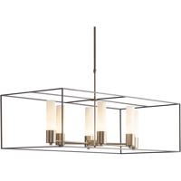 Hubbardton Forge 138940-1580 Portico 6 Light 19 inch Oil Rubbed Bronze/Soft Gold Pendant Ceiling Light in Opal photo thumbnail
