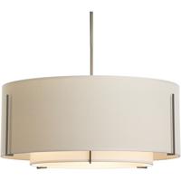 Hubbardton Forge 139605-1578 Exos 3 Light 23 inch Burnished Steel Pendant Ceiling Light in Flax Inner with Natural Anna Outer, Short, Incandescent, Short Pipe thumb