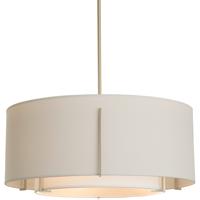 Hubbardton Forge 139610-2062 Exos 3 Light 28 inch Soft Gold Pendant Ceiling Light in Standard, Natural Anna Inner with Flax Outer, Large,Standard Pipe photo thumbnail