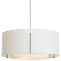 Hubbardton Forge 139610-2160 Exos 3 Light 28 inch Soft Gold Pendant Ceiling Light in Short, Natural Anna Inner with Flax Outer, Large,Short Pipe photo thumbnail