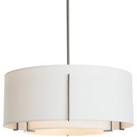 Hubbardton Forge 139610-1619 Exos 3 Light 28 inch Black Pendant Ceiling Light in Natural Anna, Large thumb