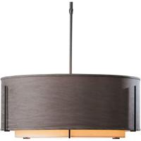 Hubbardton Forge 139610-1515 Exos 3 Light 28 inch Burnished Steel Pendant Ceiling Light in Natural Linen Inner with Natural Linen Outer, Long, Incandescent, Large,Long Pipe 139610-SKT-STND-20-SA2290-SD2899_1.jpg thumb