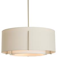 Hubbardton Forge 139610-2061 Exos 3 Light 28 inch Soft Gold Pendant Ceiling Light in Natural Anna/Natural Linen, Large thumb