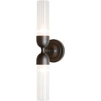 Hubbardton Forge 202125-1003 Reflections - Fluted 2 Light Brushed Nickel Sconce Wall Light in Frosted 202125-SKT-09-ZM0634_4.jpg thumb