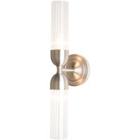 Hubbardton Forge 202125-1003 Reflections - Fluted 2 Light Brushed Nickel Sconce Wall Light in Frosted 202125-SKT-22-ZM0634_3.jpg thumb