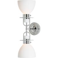 Hubbardton Forge 202165-1002 Reflections - Castleton 2 Light Brushed Nickel Sconce Wall Light in Opal, Double Domed photo thumbnail