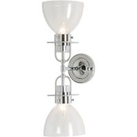 Hubbardton Forge 202165-1004 Reflections - Castleton 2 Light Polished Chrome Sconce Wall Light in Clear, Double Domed photo thumbnail