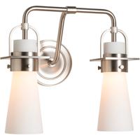 Hubbardton Forge 202170-1001 Reflections - Castleton 2 Light Polished Chrome Sconce Wall Light in Opal, Tapered alternative photo thumbnail