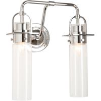 Hubbardton Forge 202171-1004 Reflections - Castleton 2 Light Polished Chrome Sconce Wall Light in Clear, Cylinder thumb