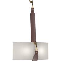 Hubbardton Forge 204070-1013 Saratoga LED 16 inch Black/Antique Brass Sconce Wall Light in Leather British Brown, Flax thumb
