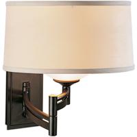 Hubbardton Forge 209310-1023 Bowed 23 inch 100.00 watt Black Swing Arm Sconce Wall Light in Left, Natural Anna photo thumbnail