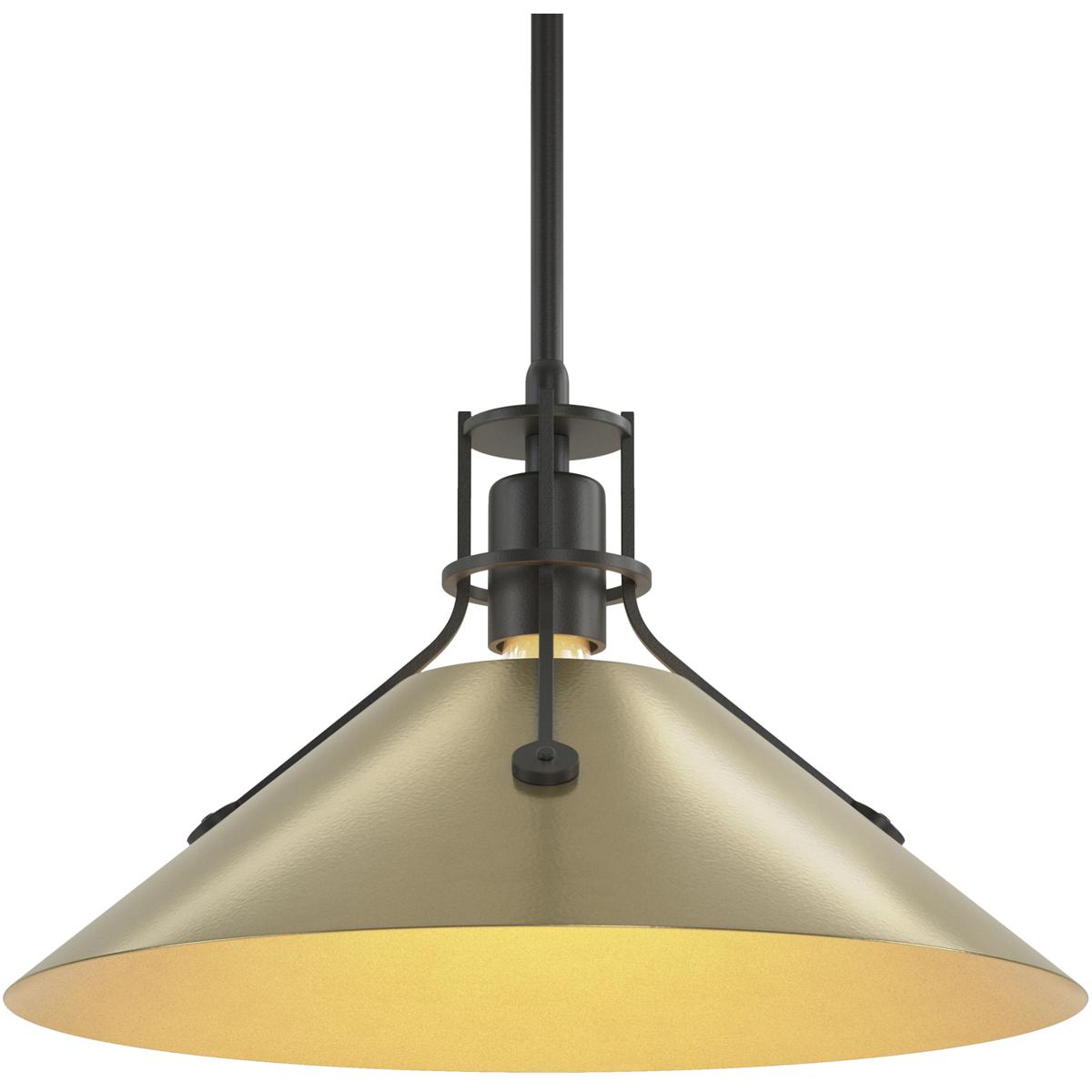 Hubbardton Forge R-134550-1026 Henry 1 Light 14.4 inch Black and Modern Brass Mini Pendant Ceiling Light, Medium - Open Box