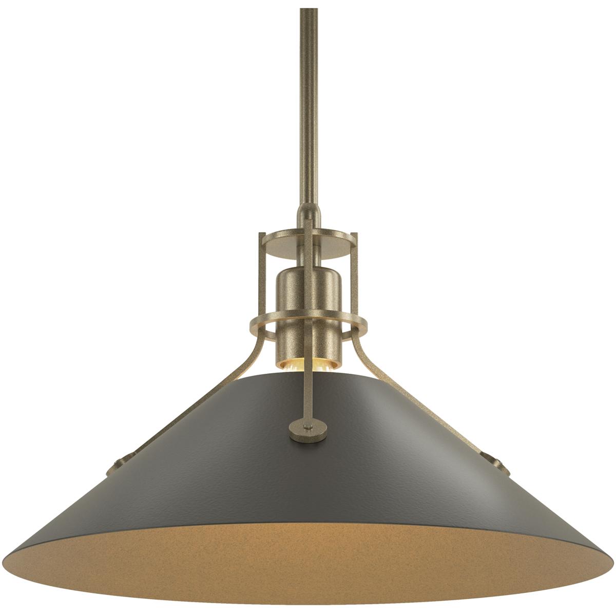Hubbardton Forge R-134550-1056 Henry 1 Light 14.4 inch Soft Gold and Black Mini Pendant Ceiling Light, Medium - Open Box