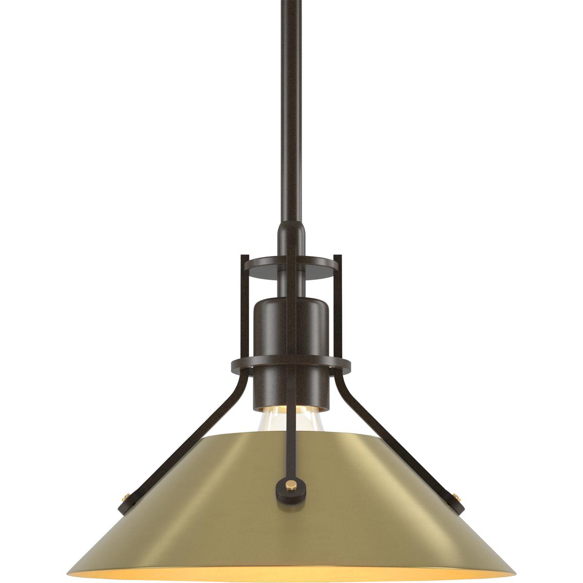 Hubbardton Forge R-184250-1334 Henry 1 Light 9.2 inch Bronze and Modern Brass Mini Pendant Ceiling Light - Open Box
