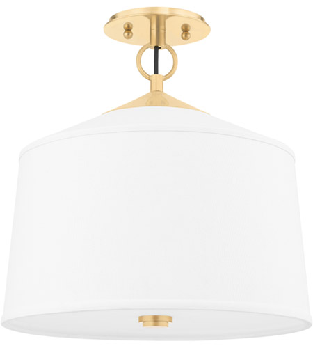 Hudson Valley 5210-AGB White Plains 1 Light 14 inch Aged Brass Semi Flush Mount Ceiling Light