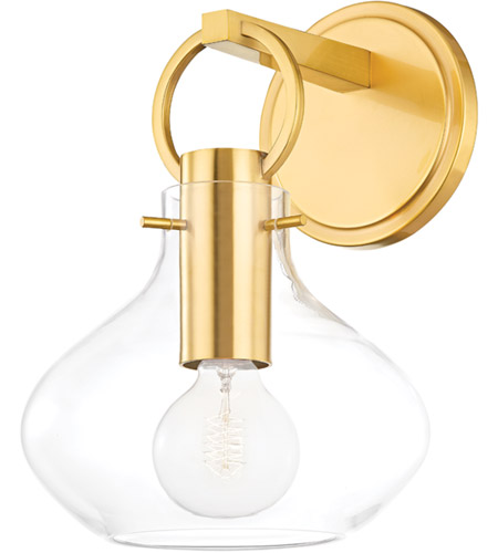 Hudson Valley BKO251-AGB Lina 1 Light 9 inch Aged Brass Wall Sconce Wall Light, Bell