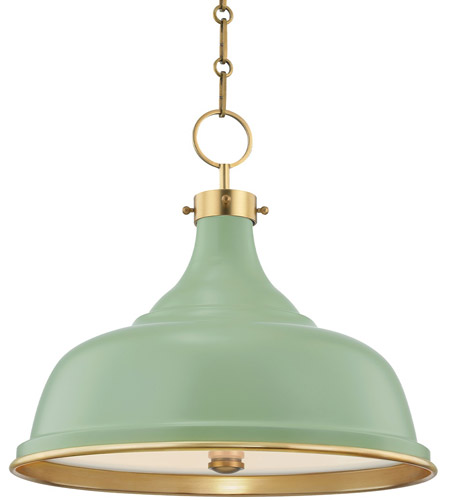 Hudson Valley MDS300-AGB/LFG Painted No.1 3 Light 18 inch Aged Brass/Leaf Green Pendant Ceiling Light photo
