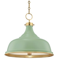 Hudson Valley MDS300-AGB/LFG Painted No.1 3 Light 18 inch Aged Brass/Leaf Green Pendant Ceiling Light photo thumbnail