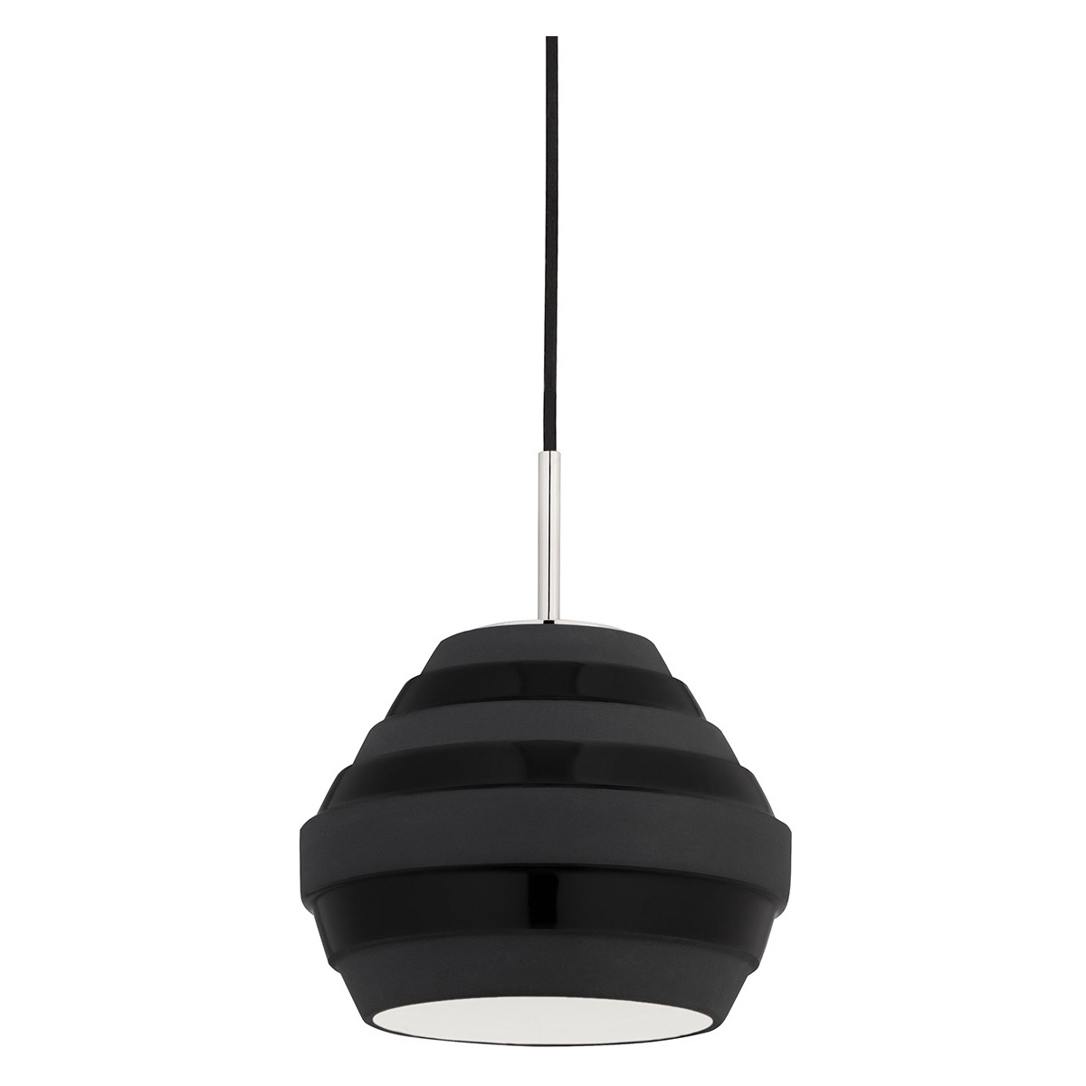 Hudson Valley 1383-PN/BK Calverton 1 Light 10 inch Polished Nickel Pendant Ceiling Light in Black