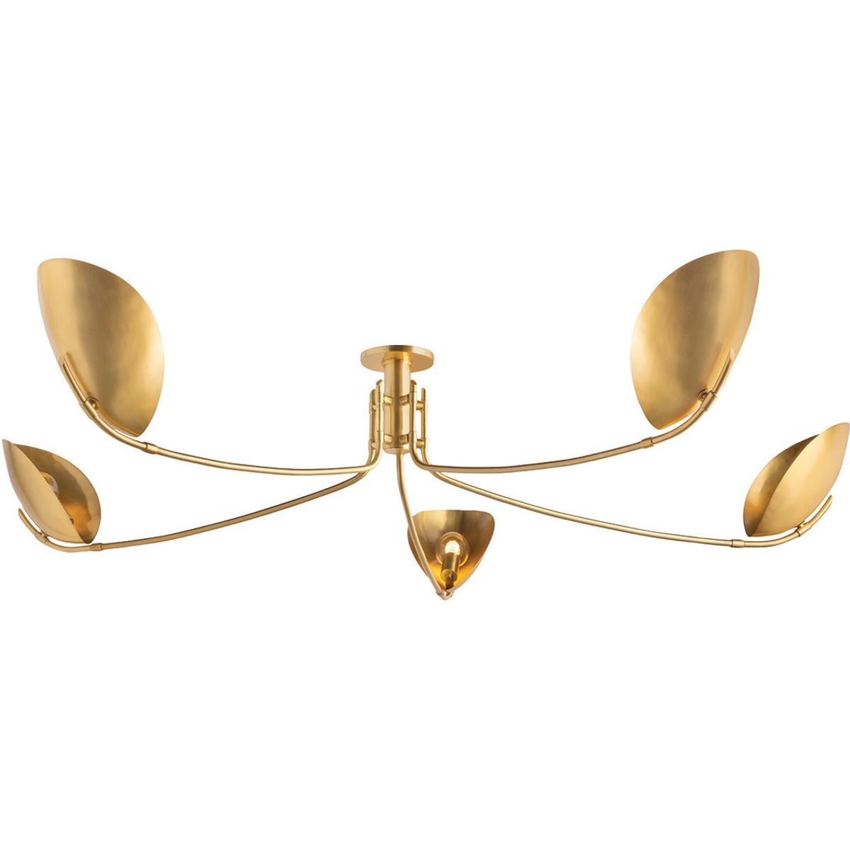 Hudson Valley 1755-AGB Avondale 5 Light 72 inch Aged Brass Semi Flush Ceiling Light
