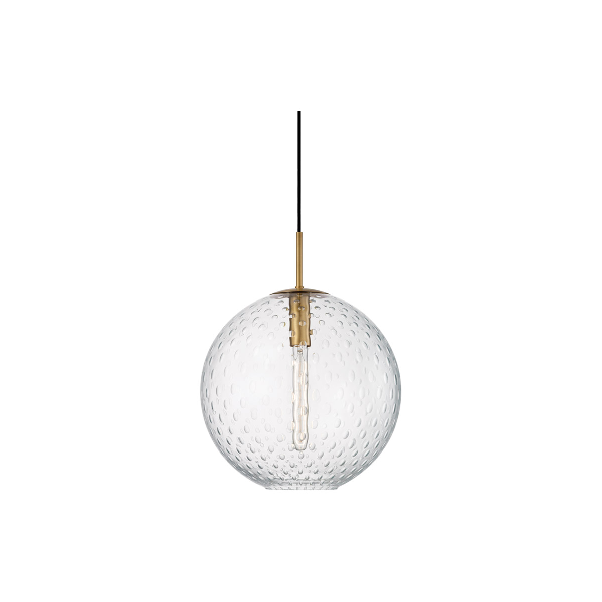 Hudson Valley 2015-AGB-CL Rousseau 1 Light 14.25 inch Aged Brass Pendant Ceiling Light in Clear Glas