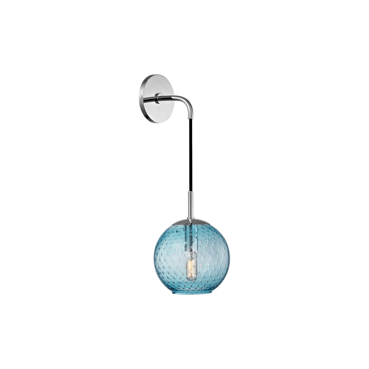 Hudson Valley 2020-PC-BL Rousseau 1 Light 7 inch Polished Chrome Wall Sconce Wall Light in Blue Glass