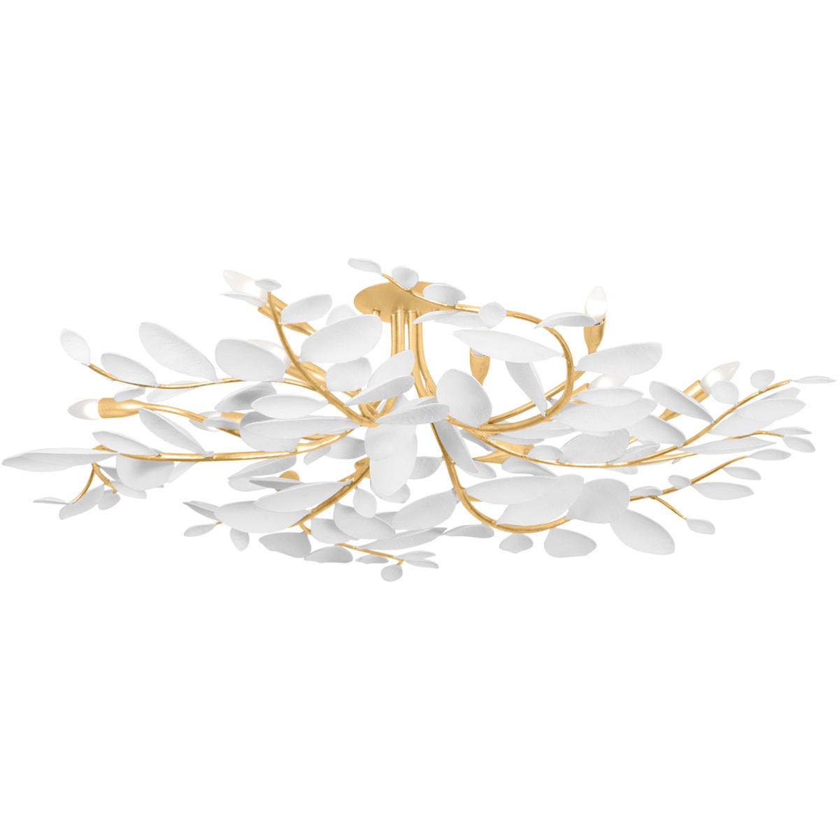 Hudson Valley 2248-VGL/WP Marabec 12 Light 48 inch Vintage Gold Leaf and White Plaster Semi Flush Ceiling Light