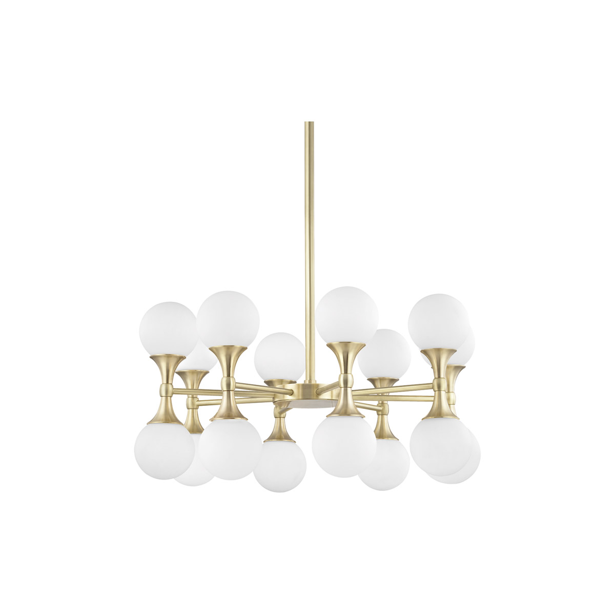 Hudson Valley 3316-AGB Astoria LED 27 inch Aged Brass Chandelier Ceiling Light, Opal Etched
