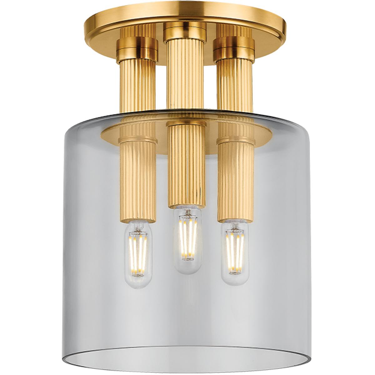 Hudson Valley 5133-AGB Crystler 3 Light 8.5 inch Aged Brass Flush Mount Ceiling Light