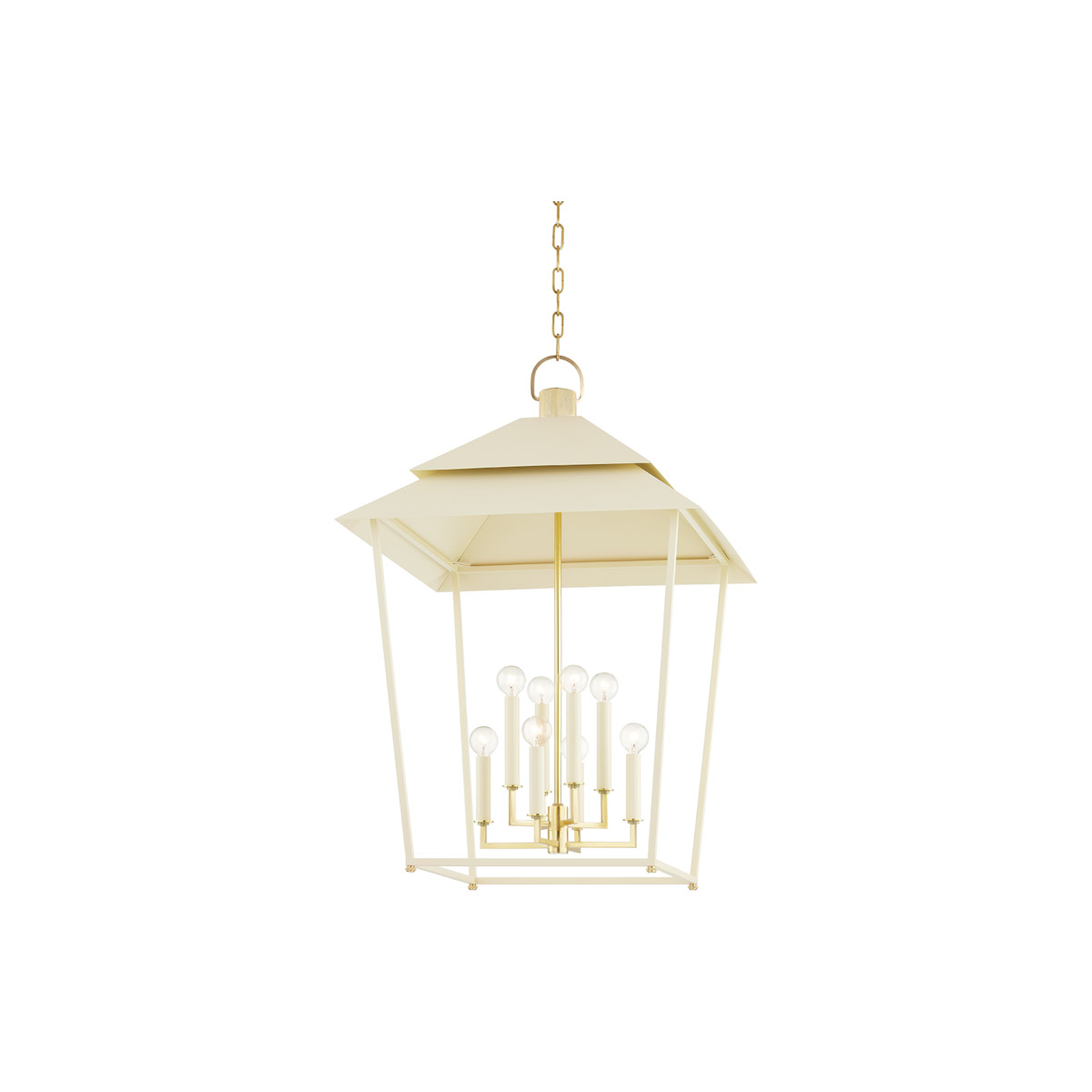 Hudson Valley 5138-AGB/SSD Natick 8 Light 24 inch Aged Brass Hanging Lantern Ceiling Light in Soft Sand