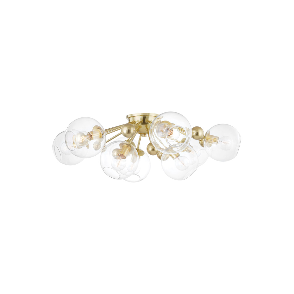 Hudson Valley 8042-AGB Abbott 9 Light 41.75 inch Aged Brass Semi Flush Ceiling Light