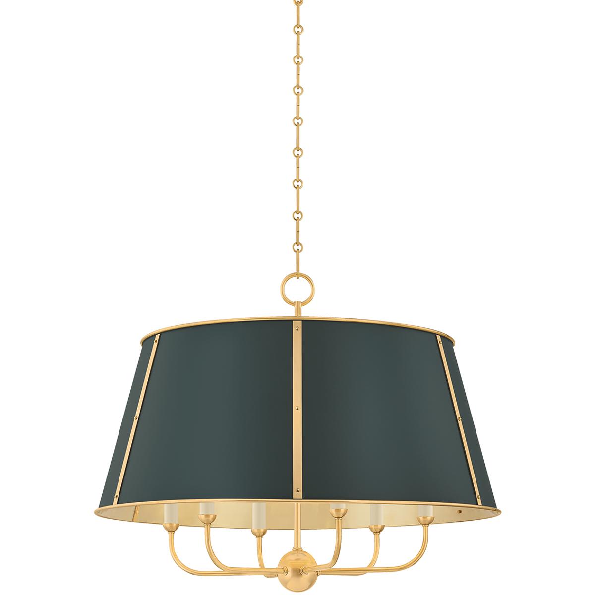 Hudson Valley MDS121-AGB/SSG Cambridge 6 Light 28.5 inch Aged Brass/Soft Studio Green Chandelier Ceiling Light