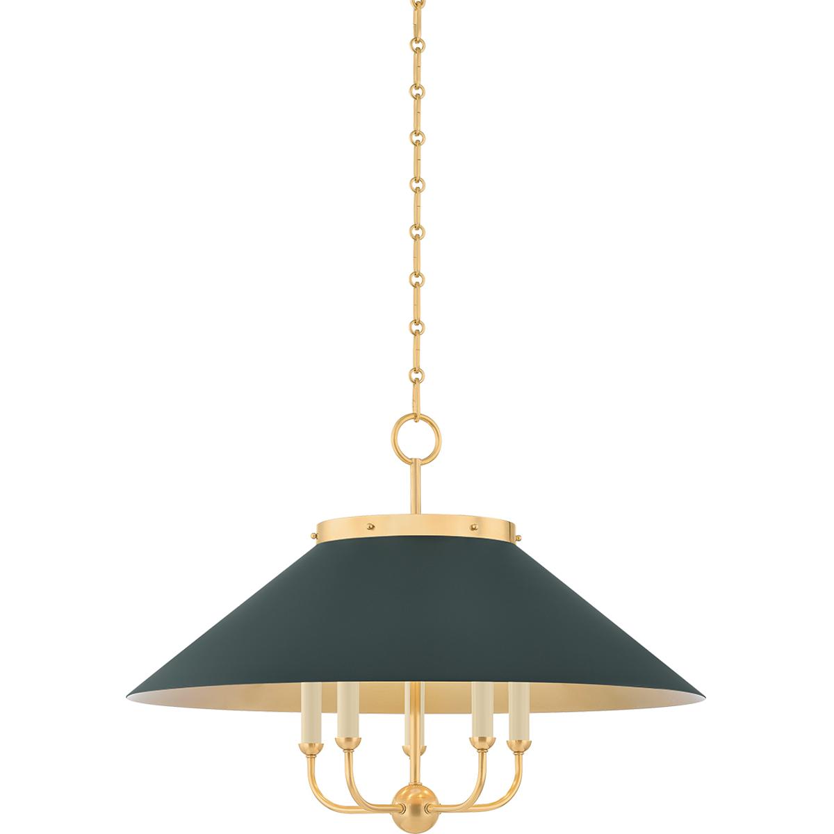 Hudson Valley MDS1403-AGB/SSG Clivedon 5 Light 27.5 inch Aged Brass/Soft Studio Green Chandelier Ceiling Light