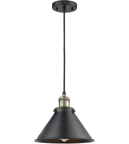 Innovations Lighting 201C-BAB-M10-BAB-LED Briarcliff LED 10 inch Black Antique Brass and Matte Black Mini Pendant Ceiling Light