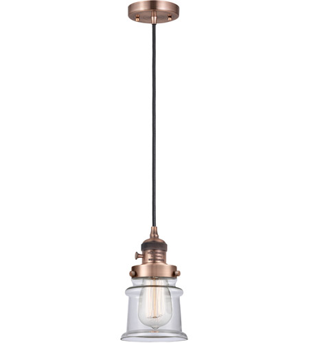Innovations Lighting 201CSW-AC-G182S-LED Franklin Restoration Canton LED 6 inch Antique Copper Mini Pendant Ceiling Light photo