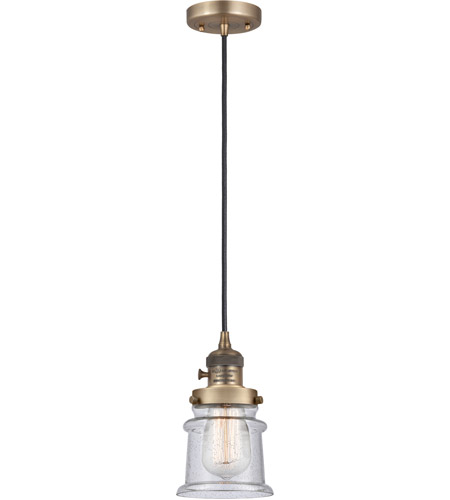 Innovations Lighting 201CSW-BB-G184S-LED Franklin Restoration Canton LED 6 inch Brushed Brass Mini Pendant Ceiling Light photo