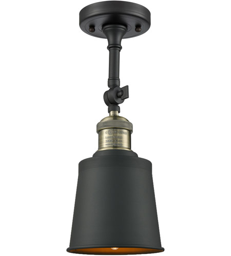 Innovations Lighting 201F-BBB-M9 Addison 1 Light 5 inch Black and Brushed Brass Semi-Flush Mount Ceiling Light