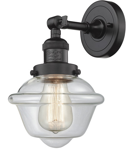 Innovations Lighting 203-OB-G532-LED Franklin Restoration Small Oxford LED 8 inch Oil Rubbed Bronze Sconce Wall Light in Clear Glass, Franklin Restoration photo