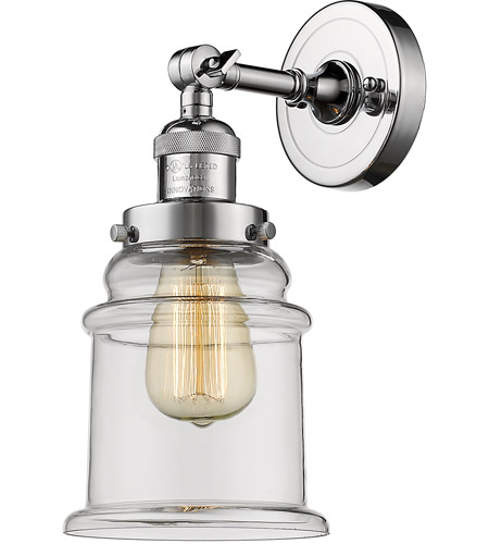 Innovations Lighting 203-PC-G182 Franklin Restoration Canton 1 Light 7 inch Polished Chrome Sconce Wall Light in Clear Glass, Franklin Restoration photo