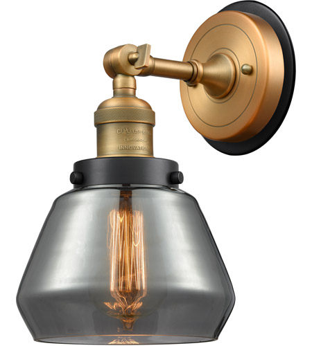 Innovations Lighting 203BB-BPBK-HRBK-G173 Franklin Restoration Fulton 1 Light 7 inch Brushed Brass Sconce Wall Light