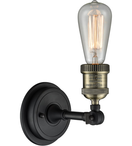 Innovations Lighting 203BP-NH-BBB Bare Bulb 1 Light 5 inch Black Brushed Brass Sconce Wall Light 203BP-NH-BBB(FacingUp).jpg