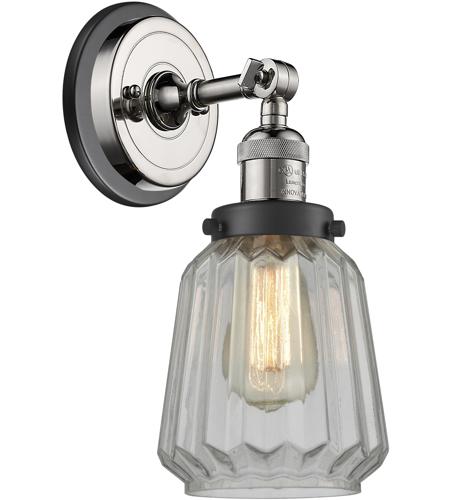 Innovations Lighting 203BP-PNBK-G142 Franklin Restoration Chatham 1 Light 6 inch Polished Nickel Sconce Wall Light in Clear Glass photo