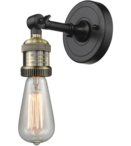 Innovations Lighting 203NH-BBB-LED Bare Bulb LED 5 inch Black Brushed Brass Sconce Wall Light