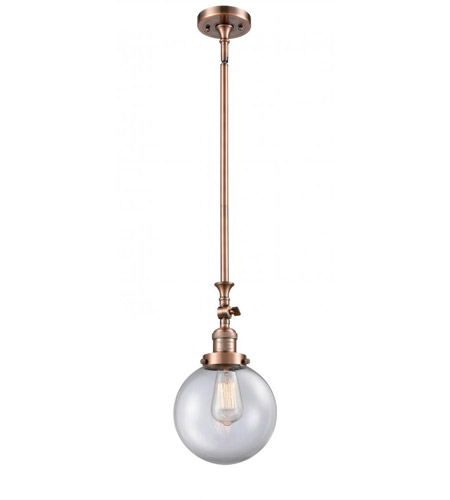 Innovations Lighting 206-AC-G202-8-LED Franklin Restoration Large Beacon LED 8 inch Antique Copper Mini Pendant Ceiling Light in Clear Glass, Franklin Restoration photo