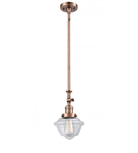 Innovations Lighting 206-AC-G532 Franklin Restoration Small Oxford 1 Light 8 inch Antique Copper Mini Pendant Ceiling Light in Clear Glass, Franklin Restoration photo