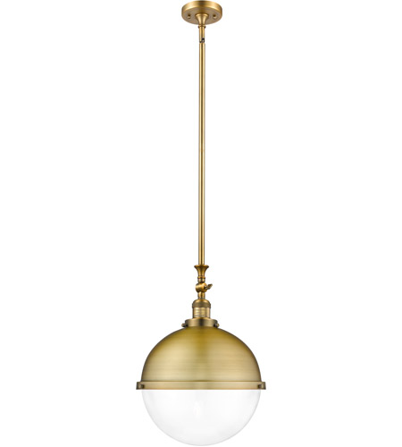 Innovations Lighting 206-BB-HFS-122-BB-LED Franklin Restoration Hampden LED 13 inch Brushed Brass Pendant Ceiling Light in Clear Glass