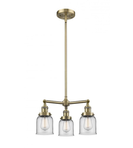 Innovations Lighting 207-AB-G52-LED Franklin Restoration Small Bell LED 19 inch Antique Brass Chandelier Ceiling Light in Clear Glass, Franklin Restoration photo