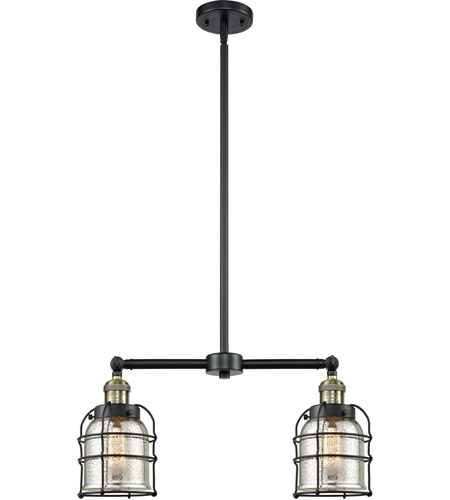Innovations Lighting 209-BAB-G58-CE-LED Franklin Restoration Small Bell Cage LED 21 inch Black Antique Brass Chandelier Ceiling Light in Silver Plated Mercury Glass, Franklin Restoration photo